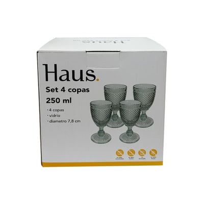 Set 4 Copas Vidrio 350Ml Verde  Haus