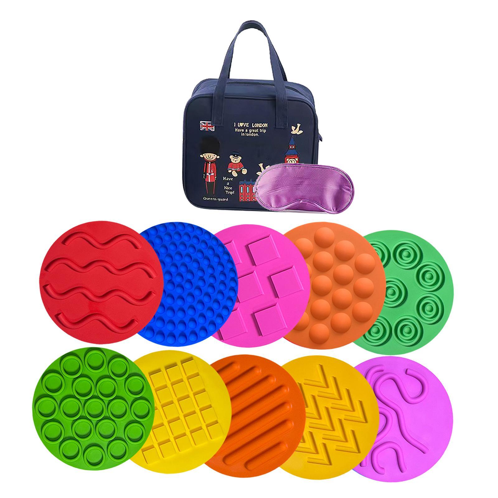 Bothyi - 10 Almohadillas Sensoriales, Alfombrillas Sensoriales Pequeñas Portátiles Para Juegos En Casa, Juego Activo, Bolsa De Campo
