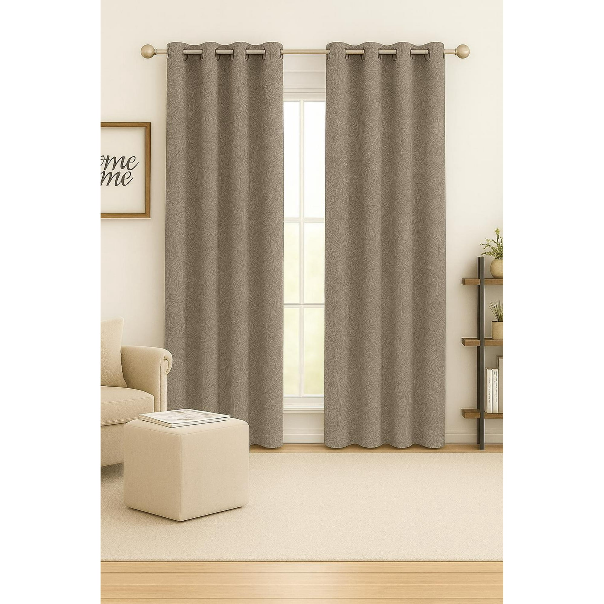 Clems - Pack 2 Cortina Engomada Termica 100% Blackout 135x225 Marron Claro 135x225