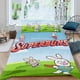 thumbnail image 2 of Súper Conejos Conjunto de sábanas temático, trío de piezas, cómodo y amigable con la piel, diseño único, regalo de decoración para el hogar para familiares, amigos y fans, 90 cm * 190 cm, 2 of 6