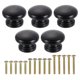 thumbnail image 1 of Uxcell 5 Paquete de Pomos Redondos de Madera para Cajones, 1.3" x 0.98" Pomos Redondos para Armarios Forma de Champiñón Superficie Pintada Pomos de Madera con Tornillos para Muebles, Negro, 1 of 6