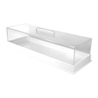 Magideal - Expositor De Repostería Acrílico Con Tapa Transparente Bandeja Rectangular Para Postres Plato De Pastel Con Cubierta Soporte Para Exhibición De Dulces Blanco