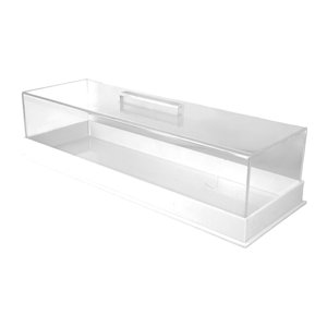 Magideal - Expositor De Repostería Acrílico Con Tapa Transparente Bandeja Rectangular Para Postres Plato De Pastel Con Cubierta Soporte Para Exhibición De Dulces Blanco