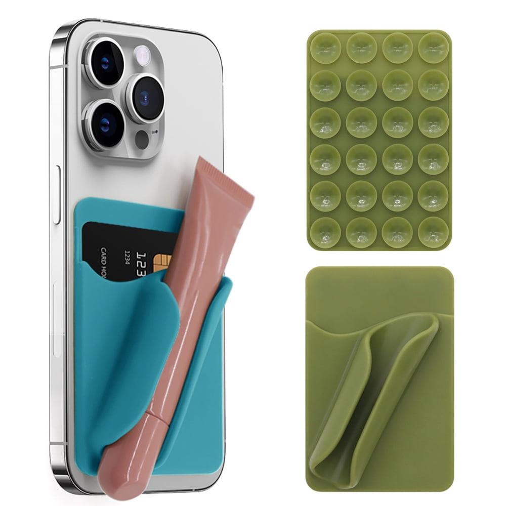 Genérico - Ventosa Tipo Silicona Labial Lip Glaze Funda Teléfono Móvil Soporte Teléfono Móvil Funda Protectora Soft Shell Funda Protectora Teléfono-verde