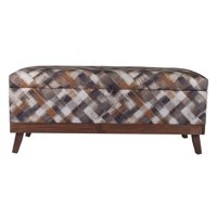 Máxima Design - Banqueta Con Baúl Incy Rombo-Café Felpa 120X40X50 Cm