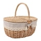 thumbnail image 2 of Cesta de Mimbre para Picnic, Cesta de Almacenamiento de Mimbre con Tapa Y Asa, Rústica, Portátil, Cesta de Ratán para Servir Y Guardar para Fiestas en Medio, 2 of 5