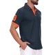 thumbnail image 4 of INSPIRE CHIC Camisa Polo de Piqué con Patrón para Hombre, Camisas de Polo de Golf de Color Contraste XL Azul Marino, 4 of 6