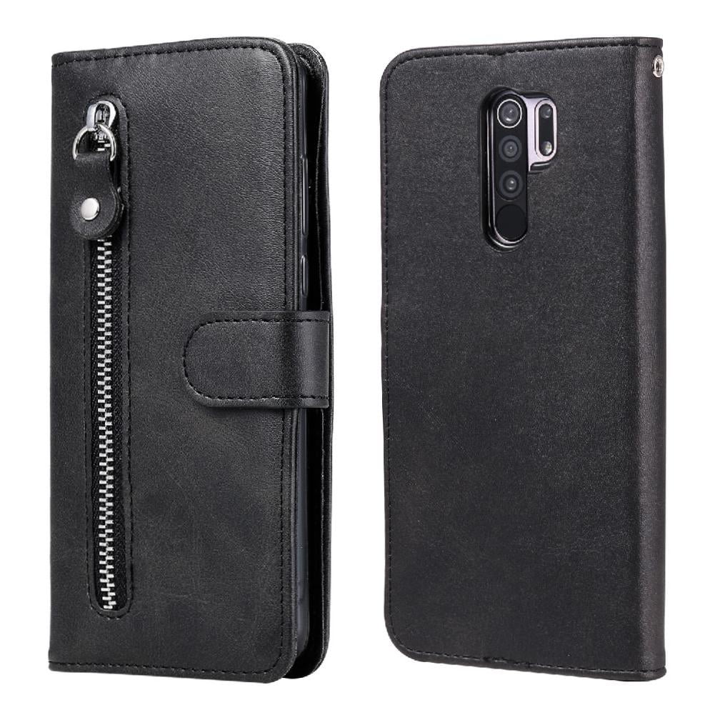 Gangxun - Funda Con Cremallera Para Xiaomi Redmi 9, Carcasa Cartera De Cuero Pu Con Soporte Y Tarjetero