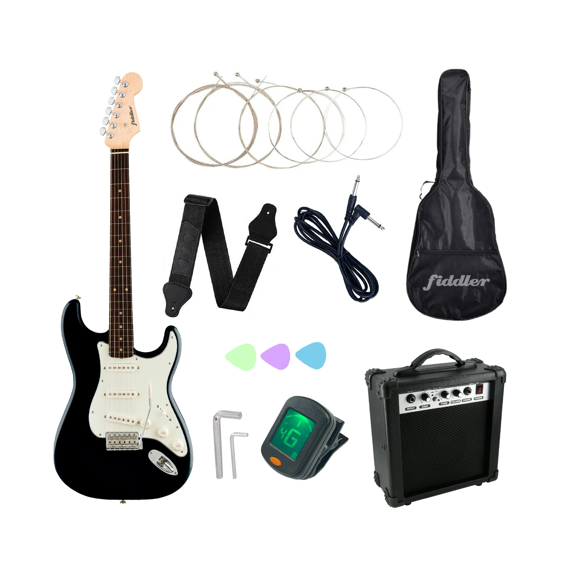 Combo Guitarra Eléctrica Negra + Amplificador Fiddler