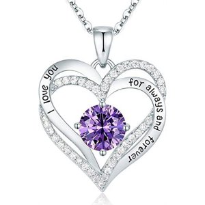 Collar Heshpaws Love Pendant Birthstone Zirconia Plata