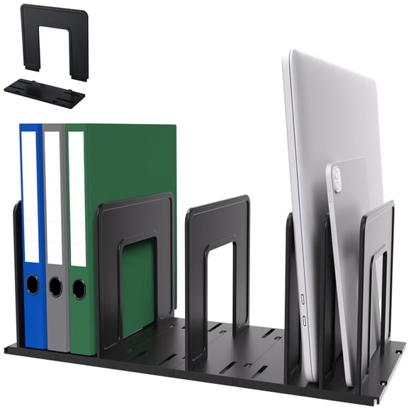 Organizador vertical de archivos LuluEasy ajustable de plástico negro