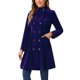 thumbnail image 4 of INSPIRE CHIC Abrigo de Mujer de Terciopelo Línea A Doble Botonadura Cuello Mao Abrigo de Invierno de Longitud Media Talla M Azul Oscuro, 4 of 6