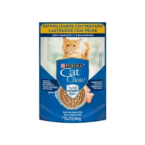 Sobres De Alimento Húmedo Cat Chow Esterilizados Pescado 15 Un.
