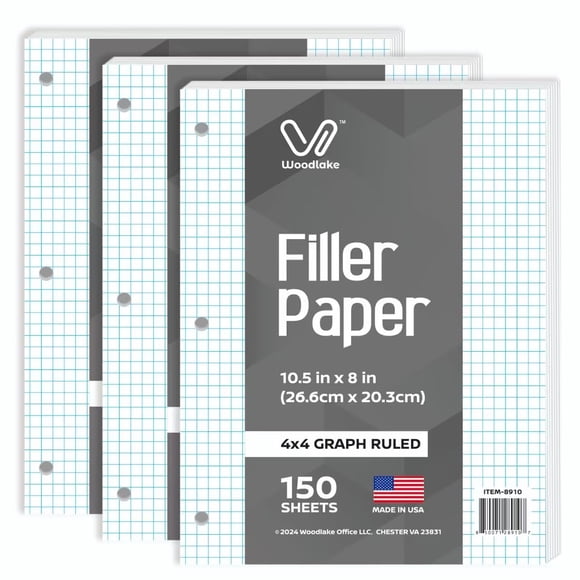 Papel cuadriculado con hojas sueltas Woodlake, 4x4, cuadriculado, 21 x 27 cm, 450 s.