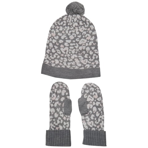 Set De Gorro Y Guantes Tommy Hilfiger Para Niñas, Gris Jaspeado Claro