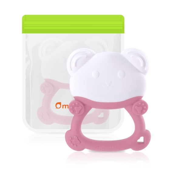 Mordedor para bebé Omnilove con agua, refrigerante, oso rosa