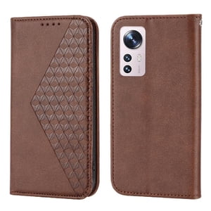 Funda Flip Foxdock Para Xiaomi 12T , Estilo Billetera Con Diseño Rombo, Correa De Mano Y Soporte, Uso Diario