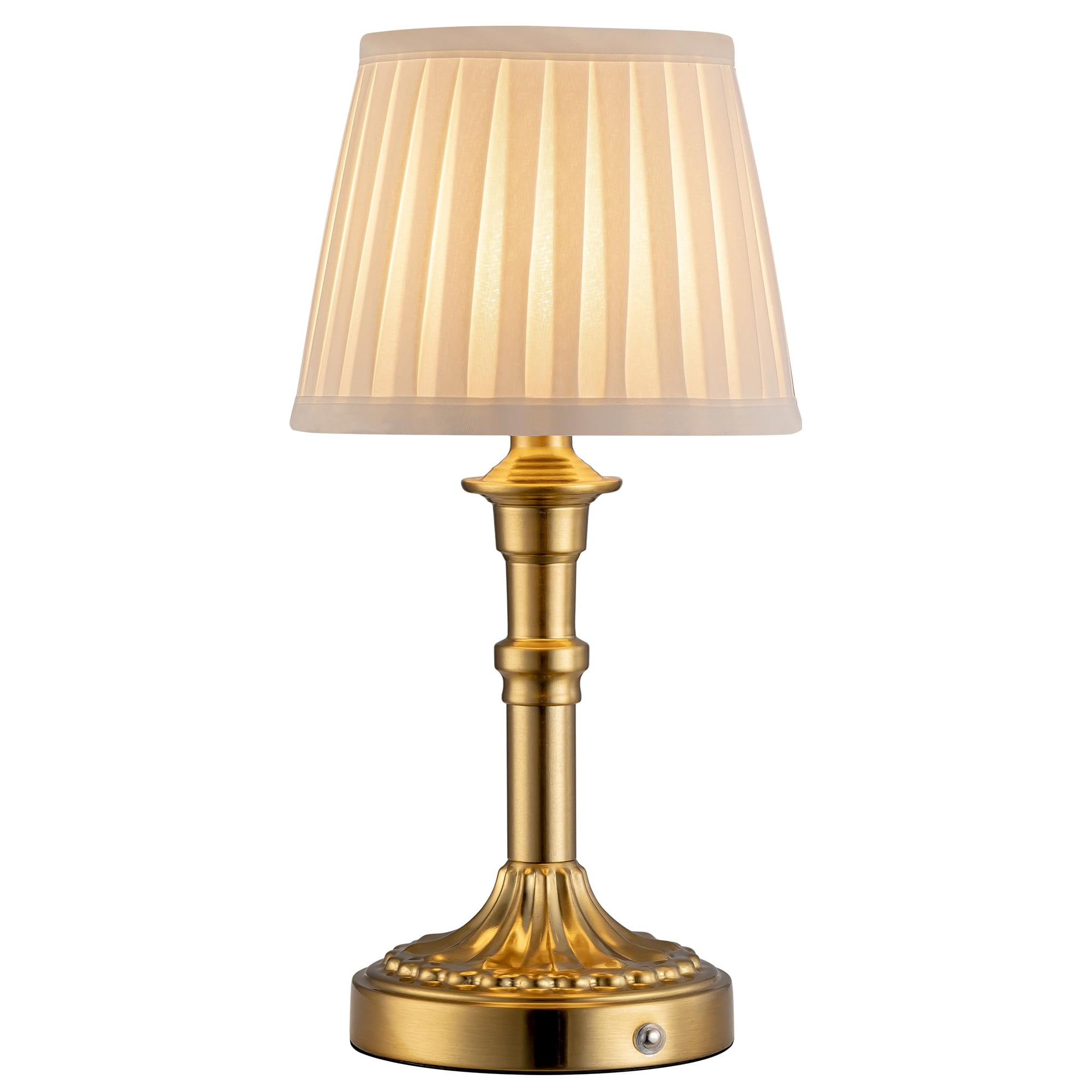 Lámpara De Mesa Portátil Inalámbrica Kdg Led Con Pantalla De Tela, Color Bronce
