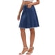 thumbnail image 4 of INSPIRE CHIC Falda de Mezclilla para Mujer Regreso a Clases Cintura Alta Línea A Dobladillo Crudo Falda de Jean Azul Oscuro 2XL, 4 of 6