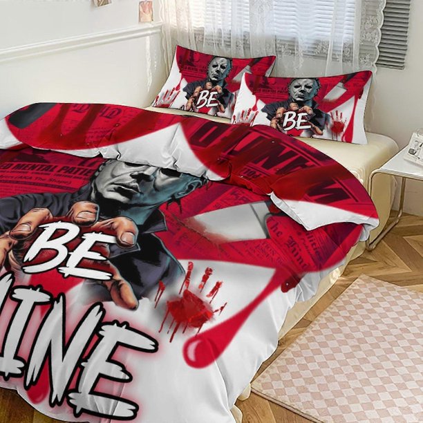 Michael Myers Print Bedding Set Pattern Duvet Cove Set3 Pieces Quilt Cover And Pillowcases for Women Men Teens choose fro