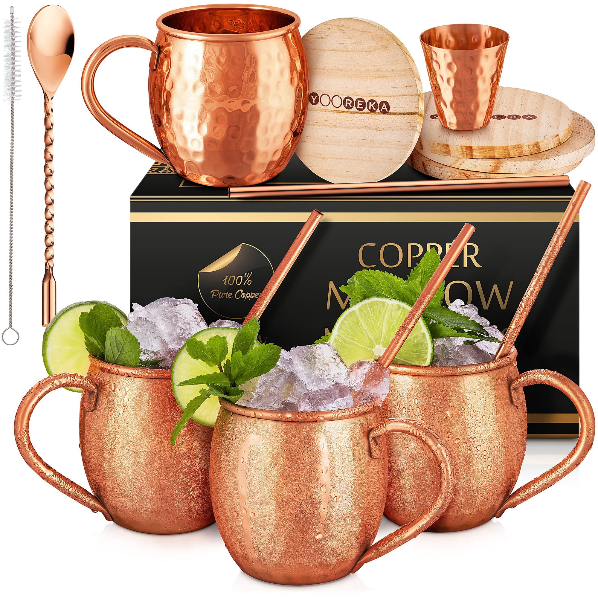 Set De Tazas De Cobre Yooreka De 16 Oz Para Moscow Mule, 4 Piezas