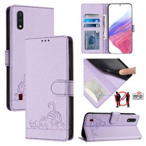 Funda Tipo Cartera Foxdock Para Samsung Galaxy A01 Con Soporte, Ranuras, Rfid, Diseño De Gato