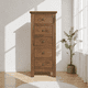 thumbnail image 1 of Cómoda "Kull" Minimalista 5 Cajones Mueble de Madera Slim - Café - 55x40x120 cm, 1 of 3