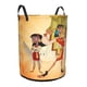 thumbnail image 2 of La Nueva Escuela del Emperador Cesta de lavandería de gran capacidad redonda con asa, bolsa para ropa sucia plegable, almacenamiento para dormitorio, baño y lavadero 44x35 cm, 2 of 6