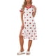 thumbnail image 1 of INSPIRE CHIC Camisón de Mujer con Cuello en V y Bolsillos, Manga Corta con Abertura Lateral, Bata de Noche con Ribete en Contraste para Primavera Verano XL Fresa, 1 of 6