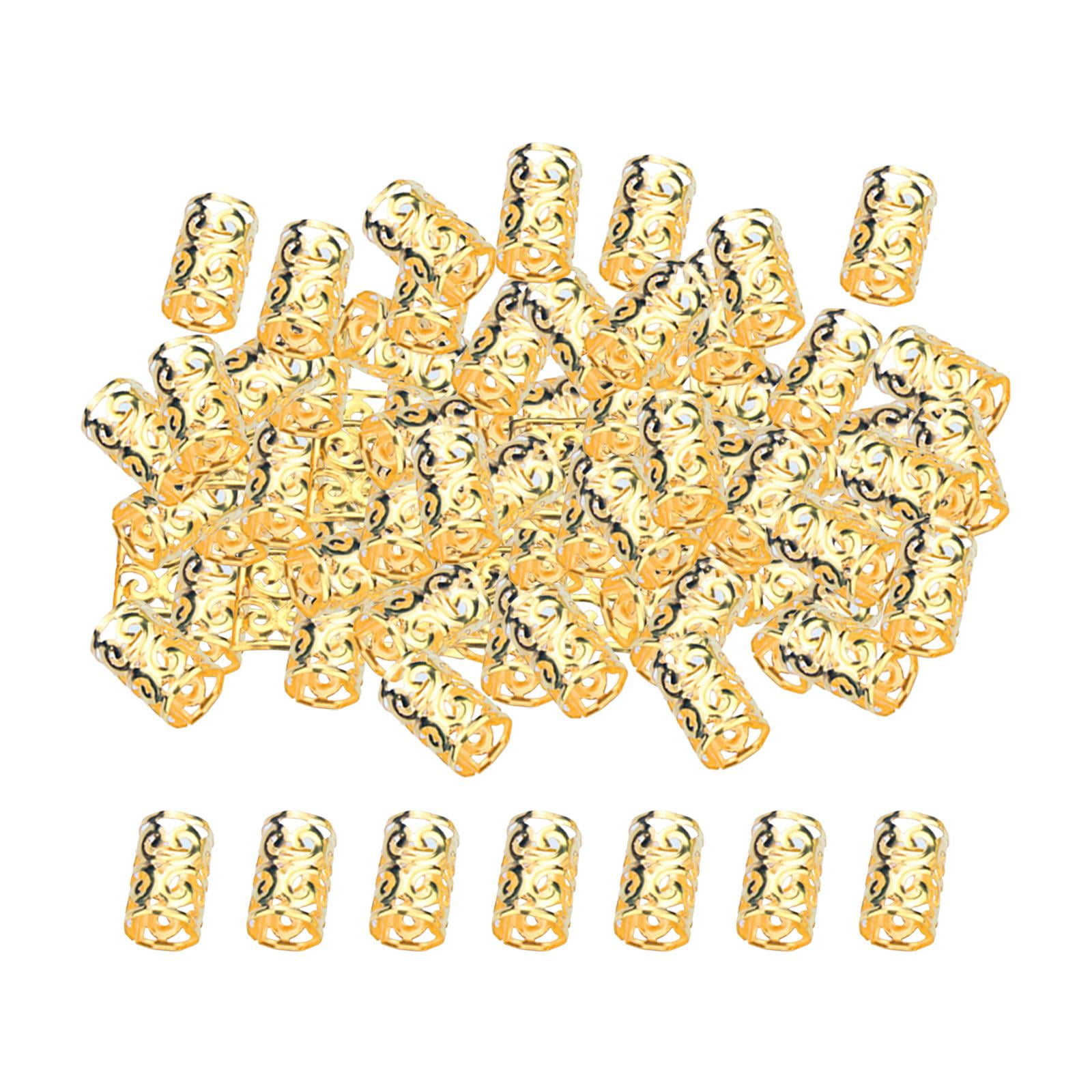 Ioensy - 100x Dreadlocks Beads Rings Accesorios Para El Cabello Para Mujeres Y Hombres Trenzado De Cabello Golden 10mmx15mm