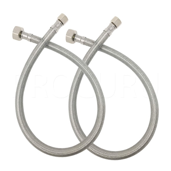 Conector de manguera para grifo PROCURU de 41 cm, paquete de 2, acero inoxidable