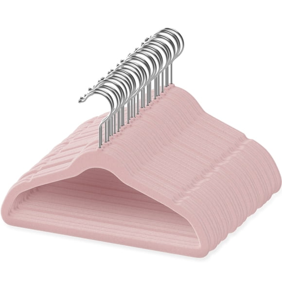 Perchas De Terciopelo Para Bebés 50 Premium 30 Cm Antideslizantes Rosa