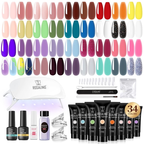 Kit de gel de uñas de polietileno ROSALIND Coloful de 34 colores con lámpara UV