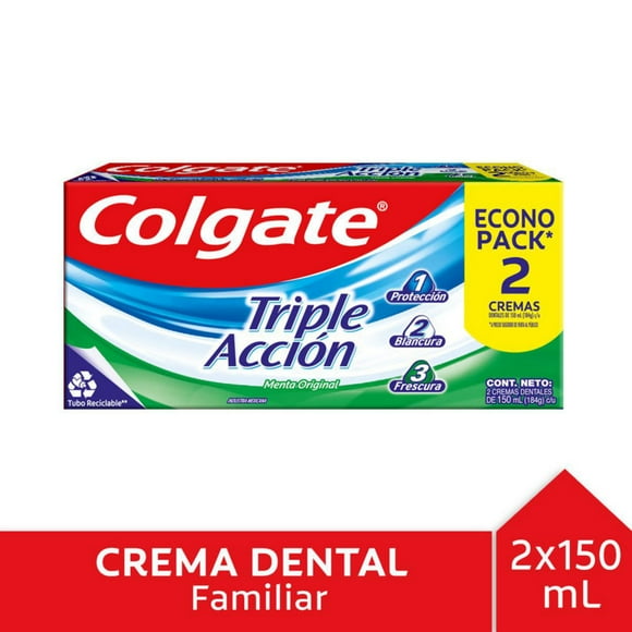Pasta Dental Colgate Triple Acción Menta Original, 189 g 2 Un