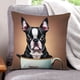 thumbnail image 1 of Boston Terrier Fundas de almohada de terciopelo con tema, regalos de funda de almohada, decoración para el hogar, cojín de lanzar, regalo de cumpleaños para fans y parejas. 45cm x 45cm., 1 of 6