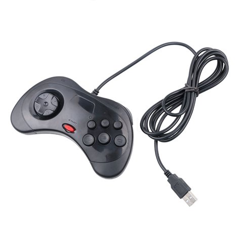 Genérico - Mando De Juegos Con Cable Usb Para Sega Saturn Y Pc - Gamepad Joypad De Estilo Clásico-Negro
