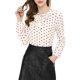 thumbnail image 1 of INSPIRE CHIC Blusa de manga larga con cuello con volantes para el regreso a clases del Día de San Valentín para mujer XL Blanco con puntos rojos, 1 of 8
