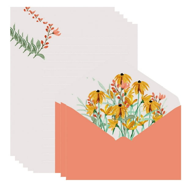 Juego de papelería y sobres con diseño floral: 40 hojas y 20 sobres para escribir cartas, regalo de cumpleaños.