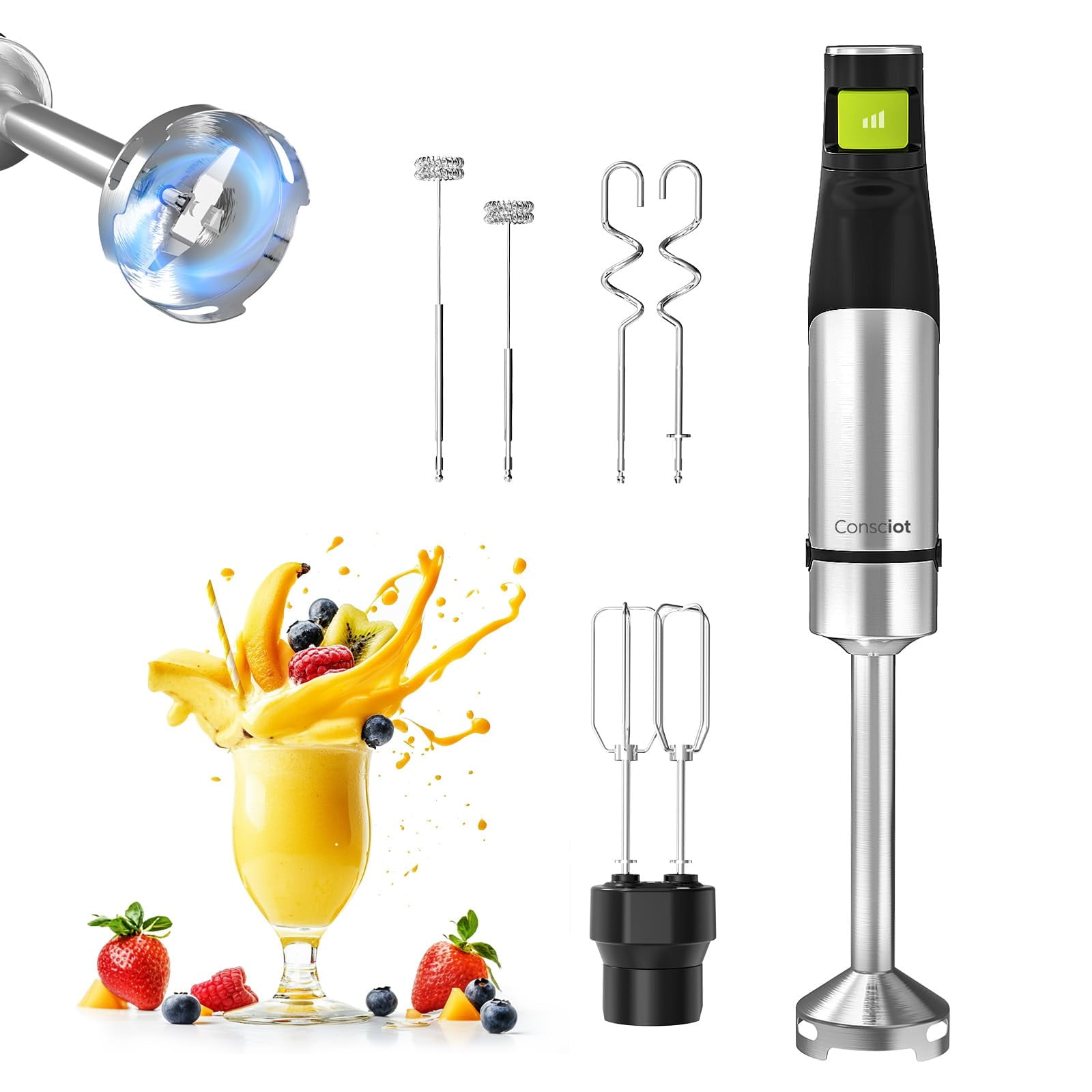 Batidora De Mano Consciot 4 En 1 Máx. 1100 W Con Acero Inoxidable