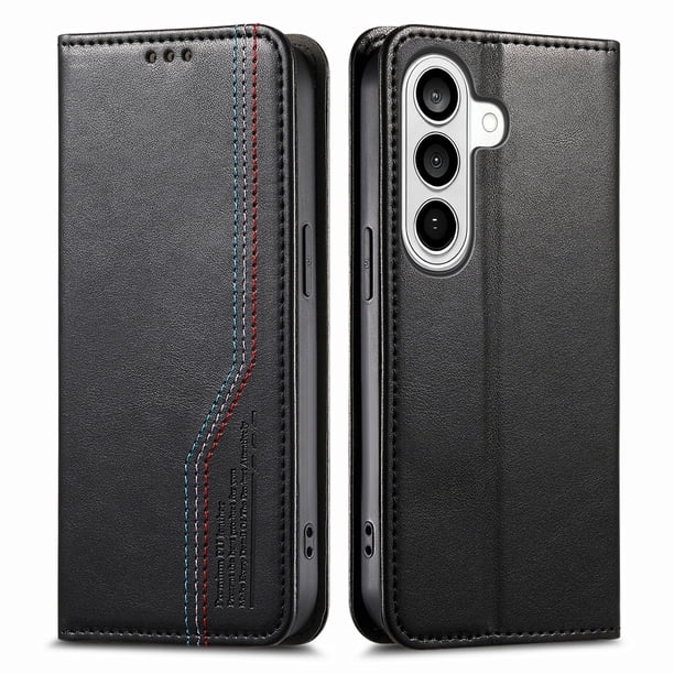 FOXDOCK Funda para Samsung Galaxy S26: Cierre magnético, soporte ajustable, ranuras para tarjetas y correa integrada-negro