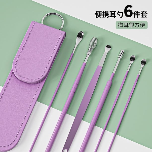 6Pcs Stainless Steel Ear Cleaner Wax Removal Tool Kit Reusable Ear Pick Set Health Care Cleaning Ear Kit for Adults Kids