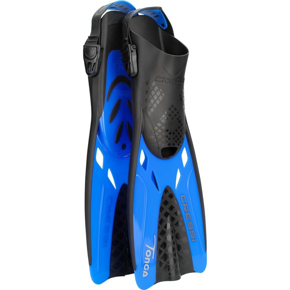 Tacón corto Fins Cressi Tonga, ajustable, abierto, negro y azul, L, XL