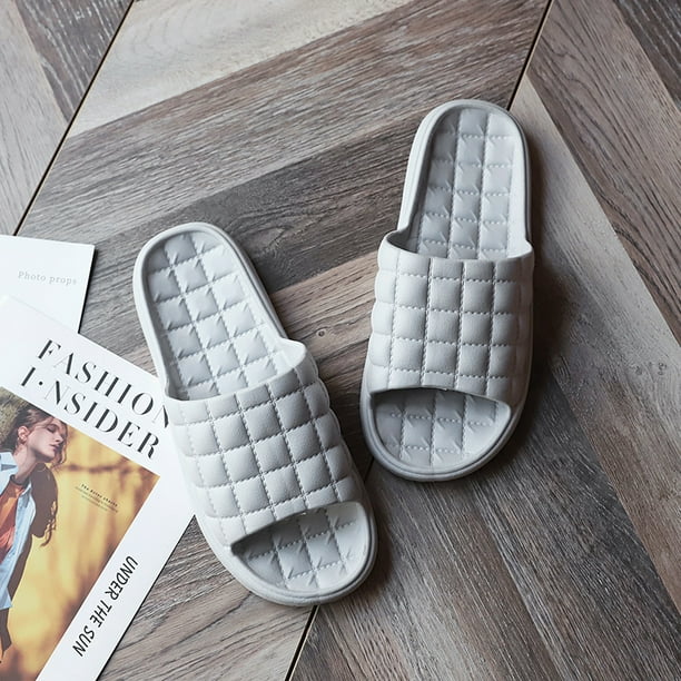 Comfortable Women's Plaid House Slides - Soft Sole Non-Slip Indoor Slippers for Minimalist Style and Comfort