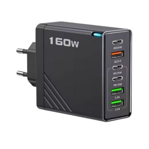 Genérico - Cargador De Pared, Múltiples Puertos Usb Y Tipo C 160W Negro
