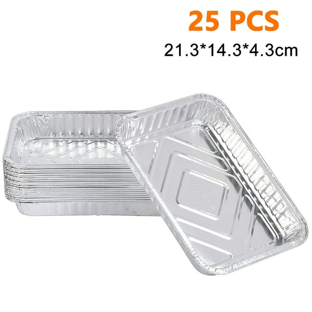 Bandejas de goteo de parrilla de papel de aluminio: paquete a granel de bandejas de parrilla duraderas Bandejas de grasa de barbacoa desechables compatibles con También hecho ideal para hornear, asar