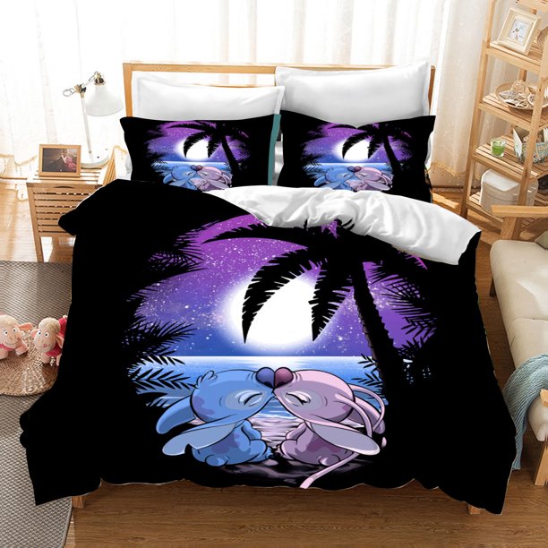 Disney Lilo And Stitch Cartoon Children Double Duvet Cover 2/3pcs 3d Children'S Bedding Set Reactive Cute Printing Home