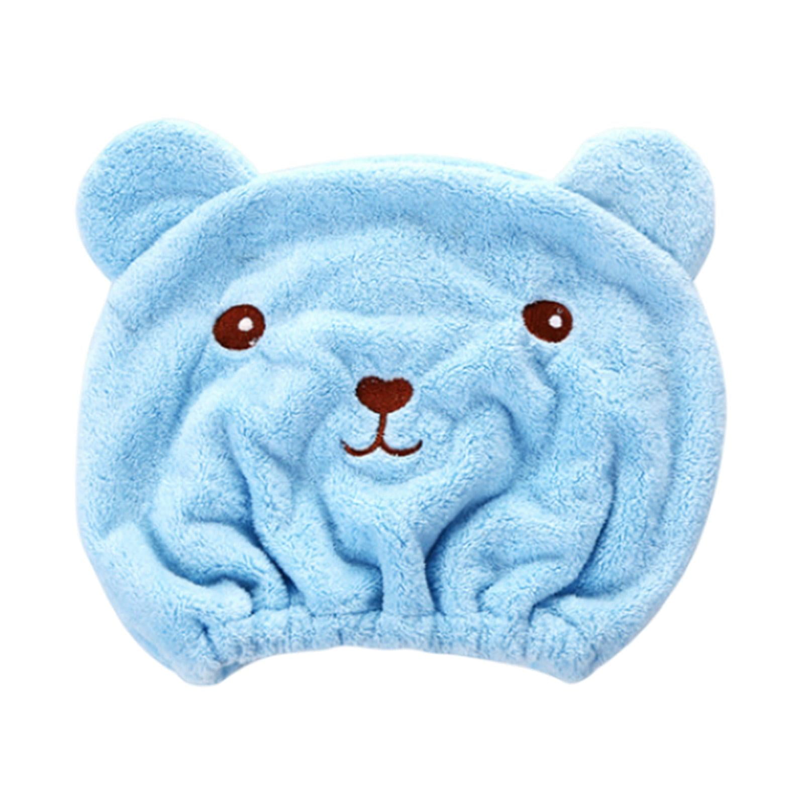 Ioensy - Gorro De Toallas De Ducha, Gorro De Pelo Seco De Pelo Largo De Dibujos Animados Para Baño, Hotel, Viaje, Azul