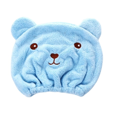Ioensy - Gorro De Toallas De Ducha, Gorro De Pelo Seco De Pelo Largo De Dibujos Animados Para Baño, Hotel, Viaje, Azul