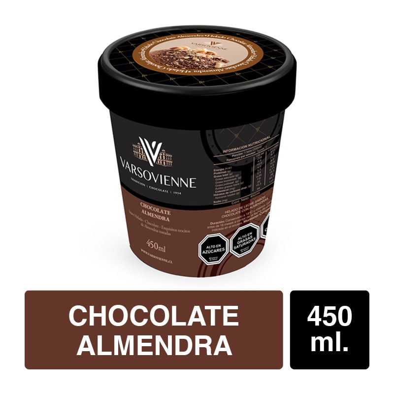 Helado Chocolate Almendra Pote 450 ml Varsovienne