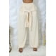 thumbnail image 1 of Saronite Pantalones de Cintura Alta Elástica con Bolsillos Laterales y Largo Completo, Color Hueso (para Mujer), 1 of 2